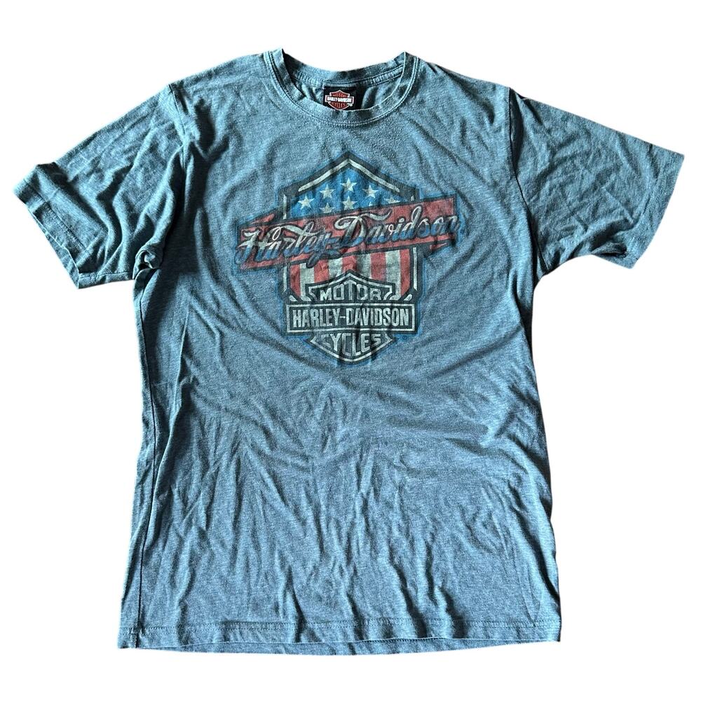 Harley Davidson Medium Tee Gray Pat Rogers Speedway Concord NC Motorcycle Shirt